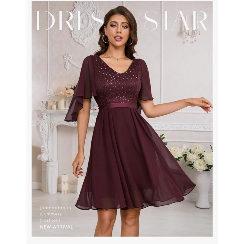 NWT Dressystar Sequin Chiffon Cocktail Dress Size 2XL